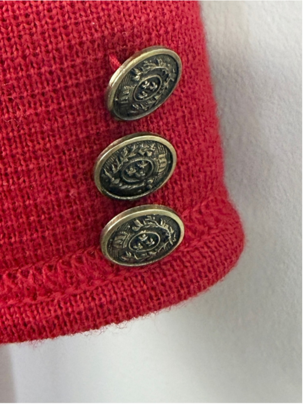 VTG 80s 90s French made wool blend boxy oversized red longline cardigan sweater - Picture 10 of 13